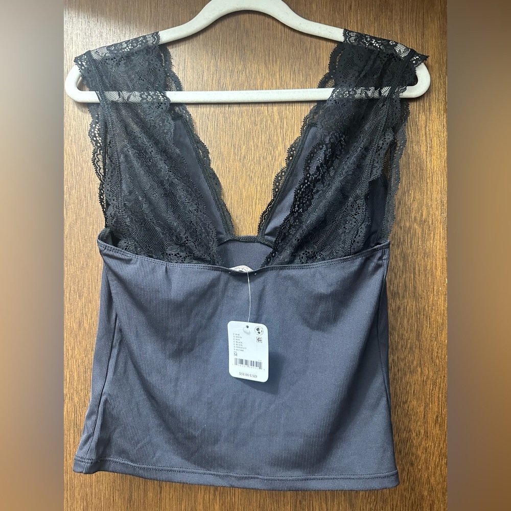 NWT intimately Free People power play cami lace top black